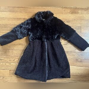 American Widgeon Black Size 10 Faux Fur Dress Coat